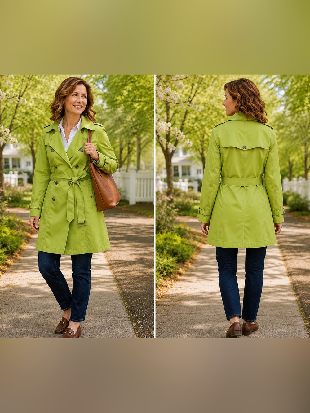Mackintosh New England Lime Green Belted Trench Coat Raincoat Women’s Size 14
